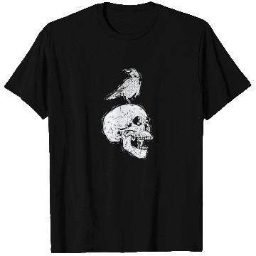 Discover Crow on a Bone Head Raven Bird T Shirts