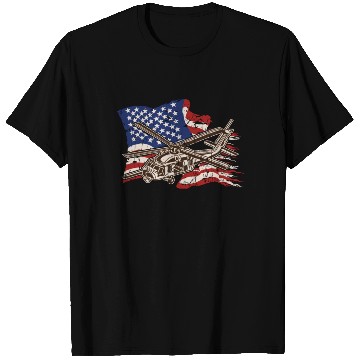 Discover Helicopter with american flag background - chopper T Shirts