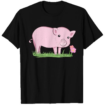 Discover Pig Symbol Nature Animal Grass Flower T Shirts