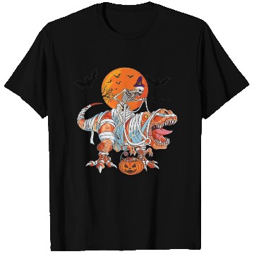 Discover Skeleton Riding Mummy Dinosaurs T Rex Halloween T Shirts