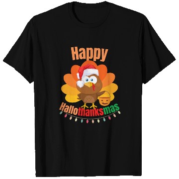 Discover Happy Hallothanksmas Trick or Treat Santa Turkey T Shirts
