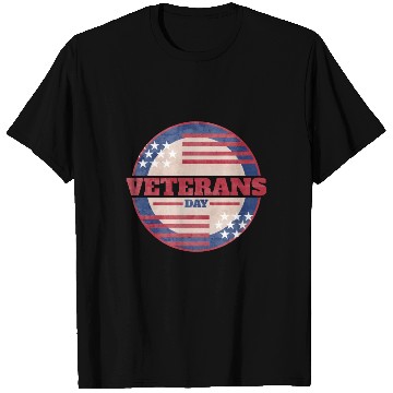 Discover US Flag Round Logo For Veterans Day T Shirts