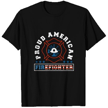 Discover Proud American Firefighter Firetruck US Flag T Shirts