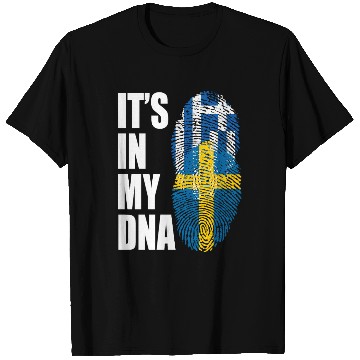 Discover Greek And Swedish Mix Heritage DNA Flag T Shirts
