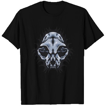 Discover Cat Skull Bursting out gray scale oddities T Shirts