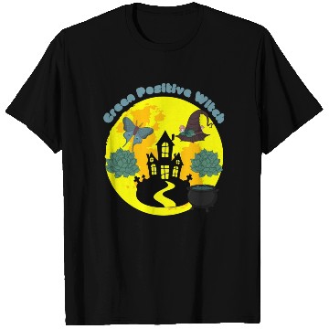 Discover Halloween Green Positive Witch Hat T Shirts