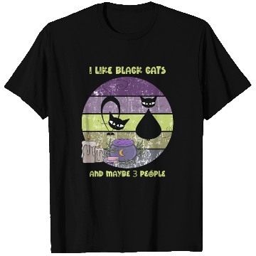 Discover Halloween Funny Black Cats Purple Sunset T Shirts