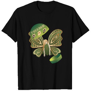 Discover Abstract Woman Butterfly Freedom Green T Shirts