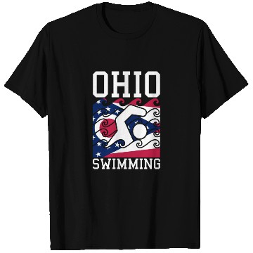 Discover Ohio Flag Swimming Team Swim Swimmer US State T Shirts