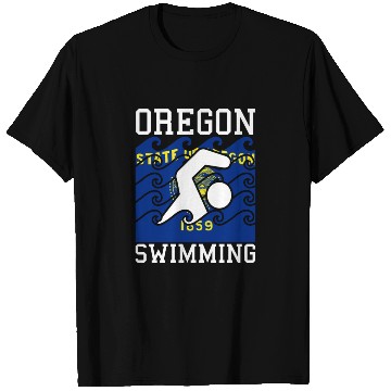 Discover Oregon Flag Swimming Team Pacific Swim Swimmer US T Shirts