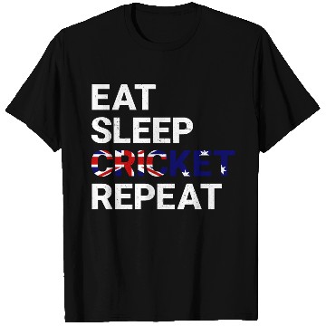 Discover Eat Sleep Cricket Repeat AUS Flag Sports Gift T Shirts
