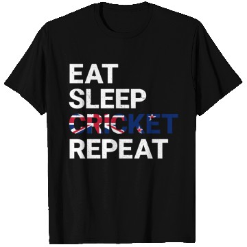 Discover Eat Sleep Cricket Repeat NZ Flag Sports Gift T Shirts