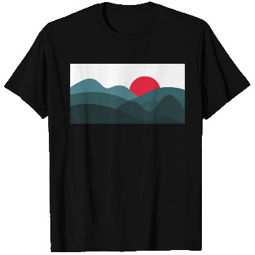 Discover Minimalist Sun Peacock Blue and White T Shirts