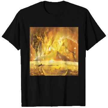 Discover Gold Nebulae Rises Over a Golden World Abstract T Shirts