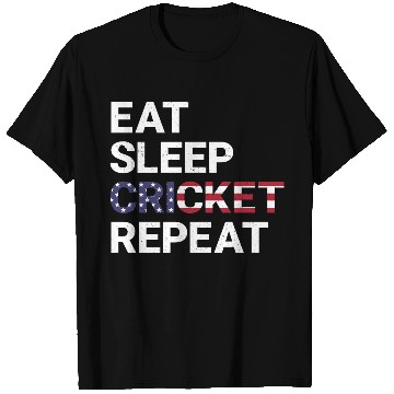 Discover Eat Sleep Cricket Repeat USA Flag Sports Gift T Shirts