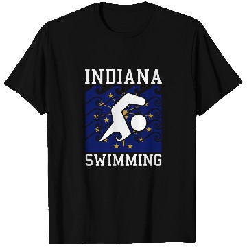Discover Indiana Flag Swimming Team Swim Swimmer US State T Shirts