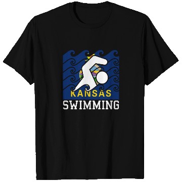 Discover Kansas Flag Swimming Team Swim Swimmer US State T Shirts