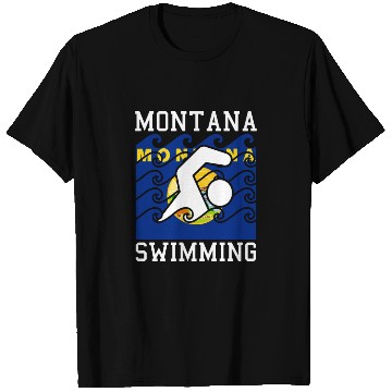 Discover Montana Flag Swimming Team Swim Swimmer US State T Shirts