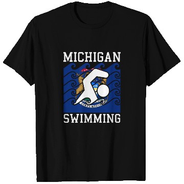 Discover Michigan Flag Swimming Team Swim Swimmer US State T Shirts