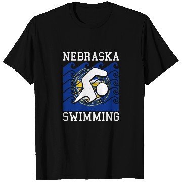 Discover Nebraska Flag Swimming Team Swim Swimmer US State T Shirts