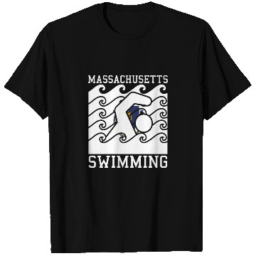Discover Massachusetts Flag Swimming Team Swim Swimmer US S T Shirts