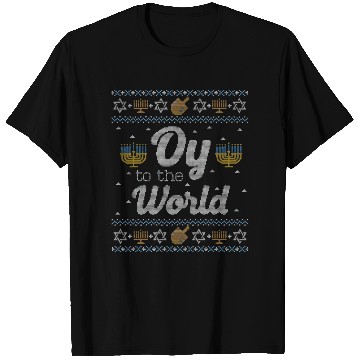 Discover Funny Ugly Hanukkah Oy To The World T Shirts