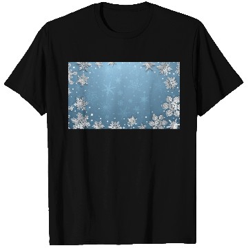 Discover Winter Snowflakes Blue Pattern T Shirts