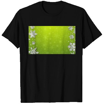 Discover Winter Snowflakes Green Pattern T Shirts