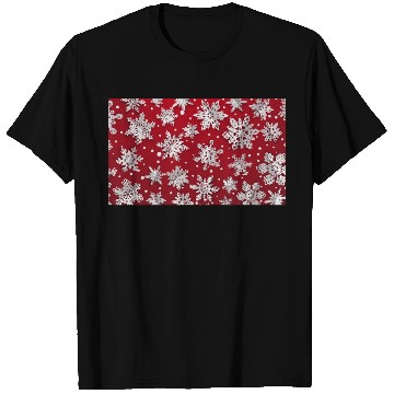 Discover Modern Snowflakes Pattern Red T Shirts