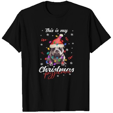 Discover Winter Christmas Pyjama Bulldog T Shirts