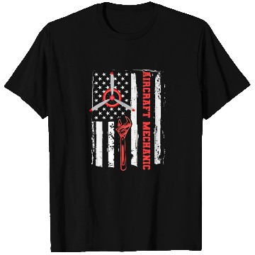 Discover Aircraft Mechanic Us Flag T Shirts