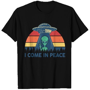 Discover I Come In Peace Green Alien Funny UFO T Shirts