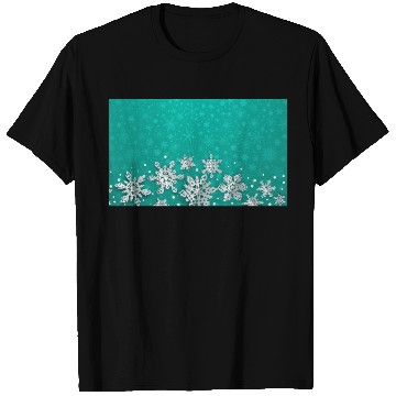 Discover Teal Snowflakes Pattern T Shirts