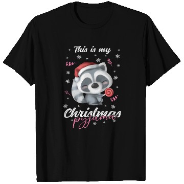 Discover Winter Christmas Pyjama Raccoon T Shirts
