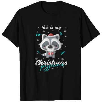 Discover Winter Christmas Pyjama Raccoon T Shirts
