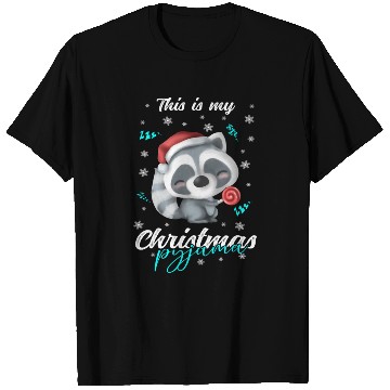 Discover Winter Christmas Pyjama Raccoon T Shirts