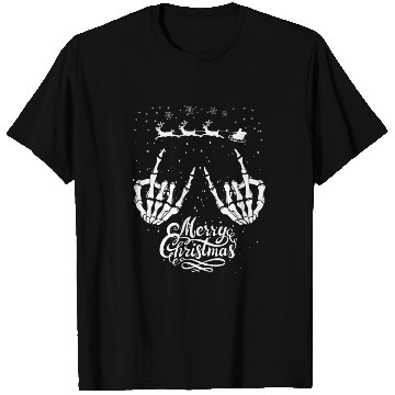 Discover Rock On Rock Star Christmas Skeleton Hands Santa T Shirts
