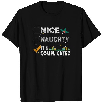 Discover Nice Naughty It's Complicated Christmas List Santa T Shirts