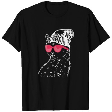 Discover Funny Cat with Red Sunglasses T Shirts