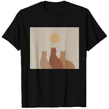 Discover Abstract Boho Cats Relaxed Aesthetic Beige Minimal T Shirts