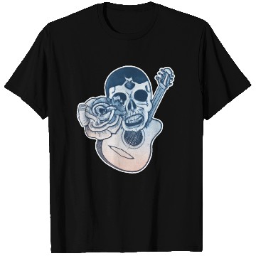 Discover Grotesque Rock And Roll Skull & Guitar T Shirts