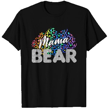 Discover Mama Bear Leopard Silver Glitter T Shirts