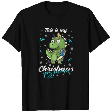 Discover Winter Christmas Pyjama Dinosaur Trex T Shirts