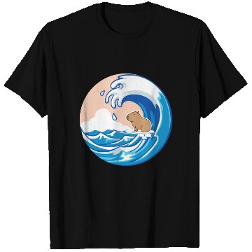 Discover Wave Capybara Surfing Rodent Funny Animal Lover T Shirts