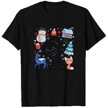 Discover Silhouette Girl Snow Deer Winter Temperate T Shirts