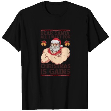 Discover Dear Santa Christmas Gym Training Holiday Workout T Shirts