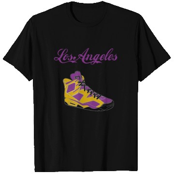 Discover SHOES LOS ANGELES BASKETBALL YELLOW AND PURPLE T Shirts