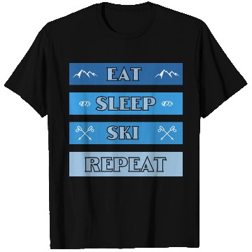 Discover Eat Sleep Ski Repeat Modern T Shirts