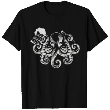 Discover Octopus Beer Drinking Men Beer Lover T Shirts