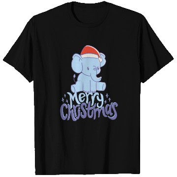 Discover Cute Elephant In Blue For Christmas Merry X-mas T Shirts